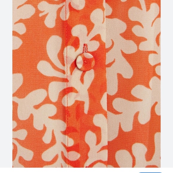 Diane Von Furstenberg Orange Cream Puff Sleeve Blouse - Picture 2 of 6